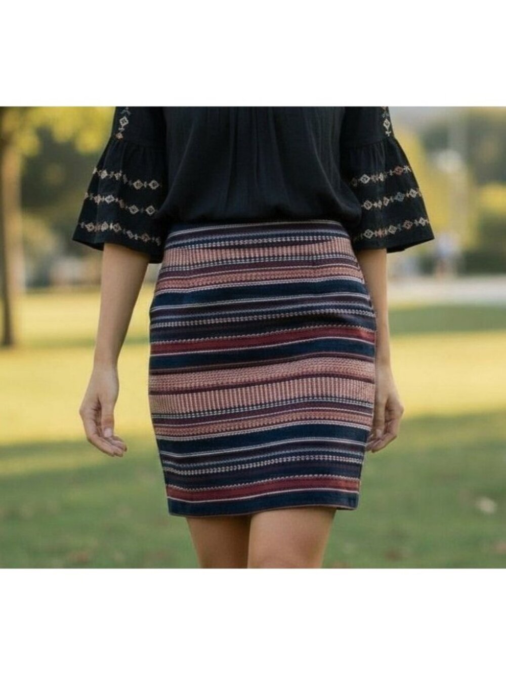 Hollister Womens Multicolor Striped Mini Skirt Size 5 Cotton Blend Made In India